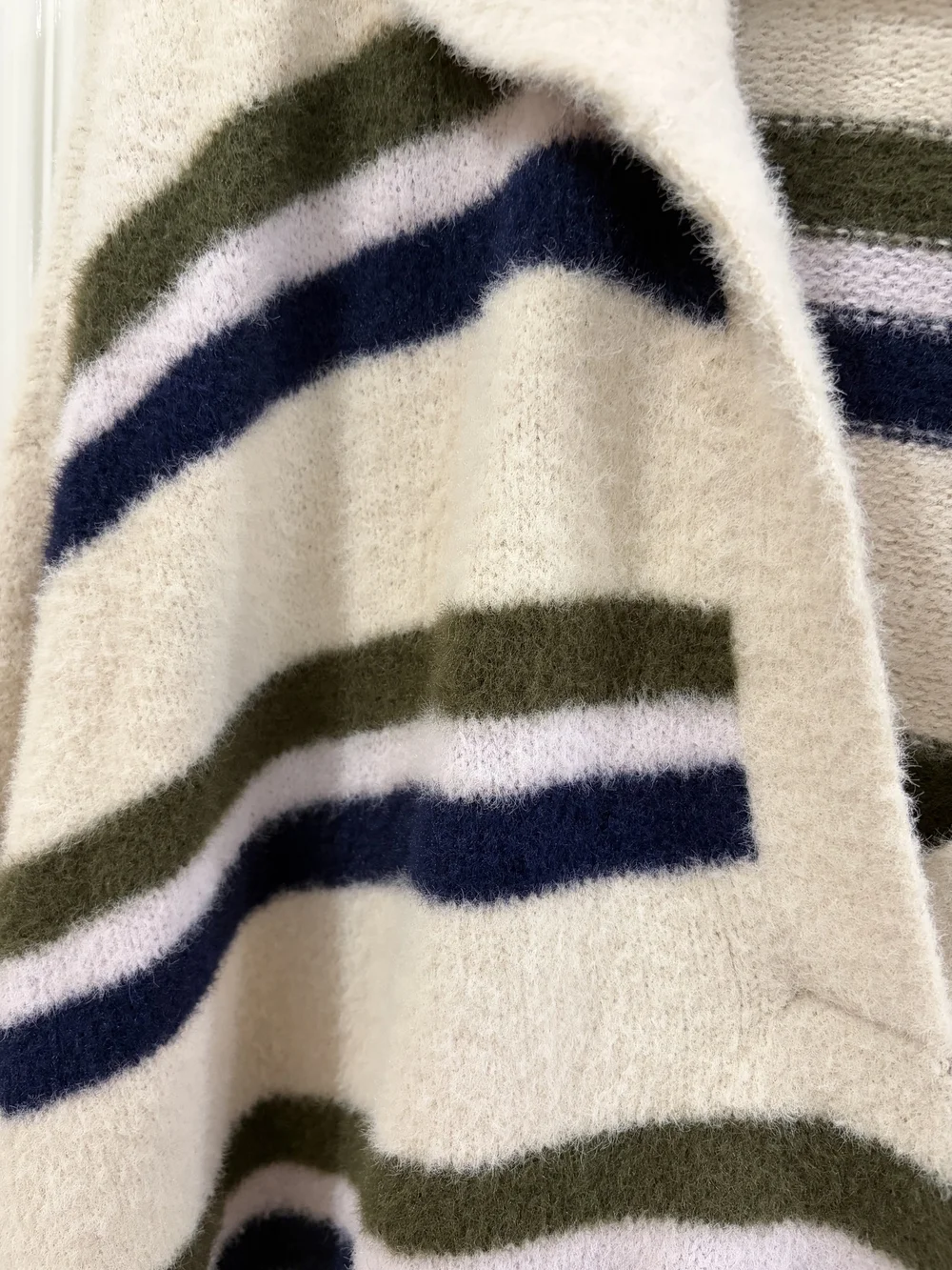Aerie Striped Polo V-Neck Oversized Slouchy Knit Sweater Medium